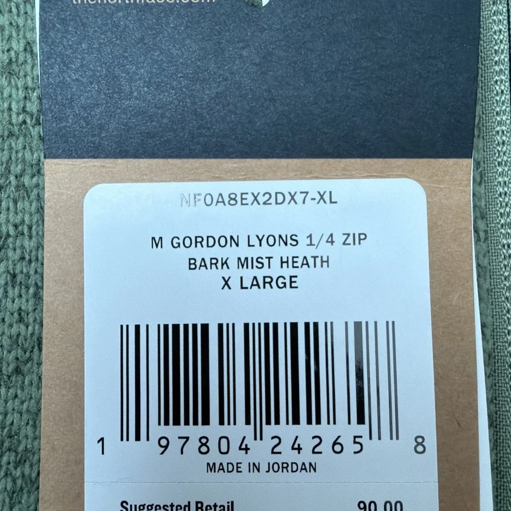 NWT‎ The North Face Men's Gordon Lyons 1/4 Zip Bark Mist Heath XL Pullover